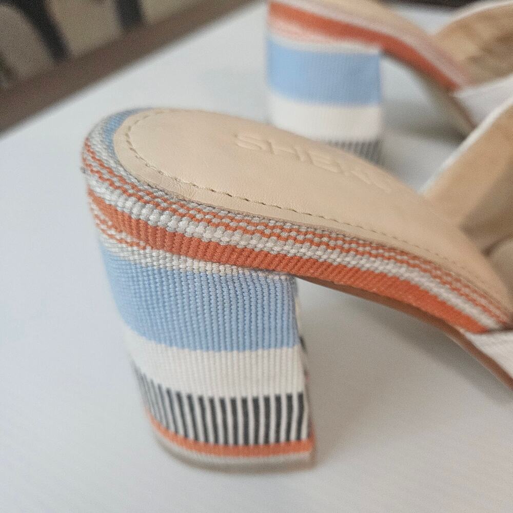 Shekudo Ilamoye Woven Fringe Block Heel Mules 9 / 39 - EUC, Color Weave 2 - Picture 9 of 11